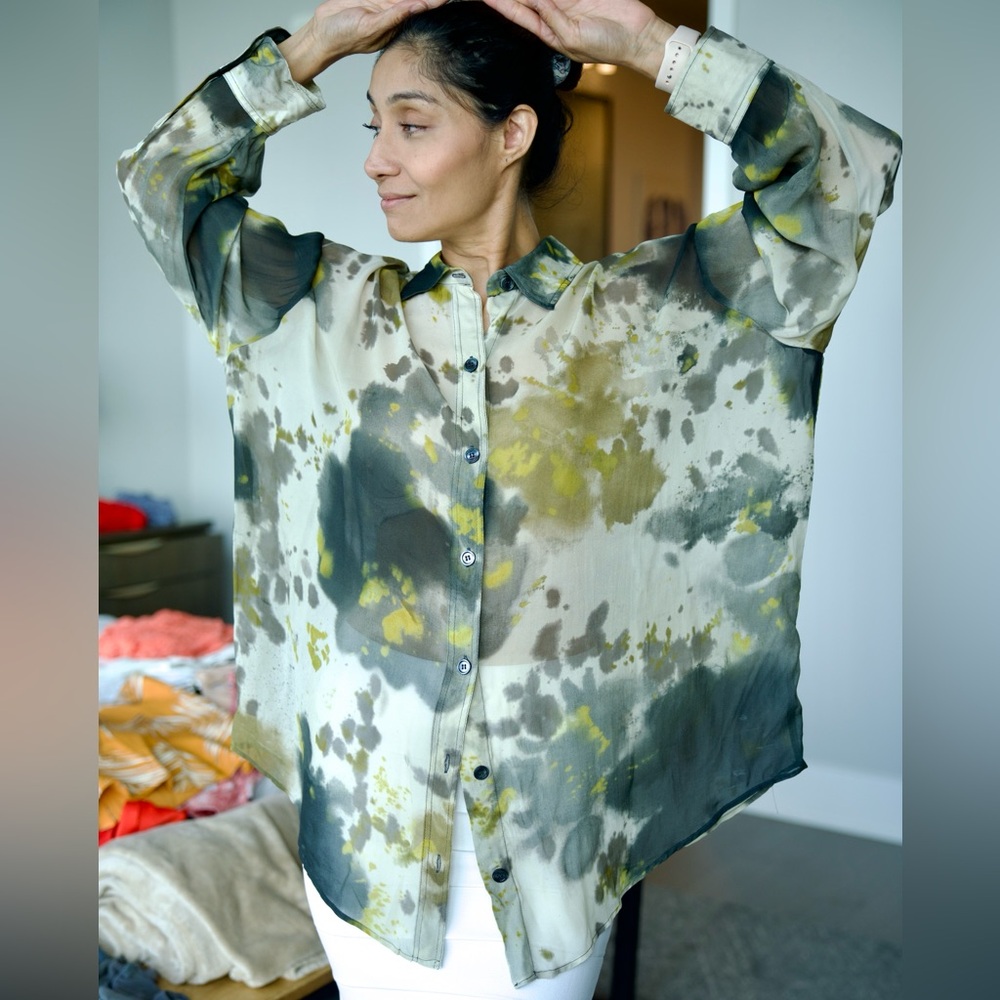 ZARA button down silk shirt blouse